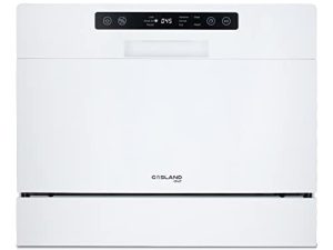 غسالة أطباق مدمجة على سطح الطاولة ، غسالة أطباق محمولة GASLAND Chef DW106W مع وظيفة تجفيف الهواء ، غسالة أطباق مع 6 إعدادات وسلة فضية للشقة والمسكن و RV ، أبيض