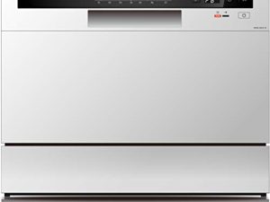 Farberware Professional FCD06ABBWHA غسالة أطباق محمولة على سطح الطاولة مع 6 إعدادات للأماكن وسلة فضيات ، شاشة LED ، Energy Star ، أبيض