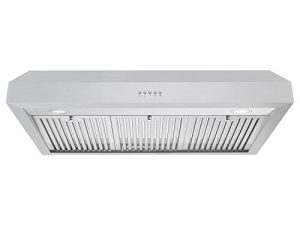 COSMO UC36 36 بوصة. شفاط مدبب أسفل الخزانة ، فتحة تهوية فوق الموقد ، مروحة 3 سرعات ، فلاتر دائمة ، مصابيح LED من الفولاذ المقاوم للصدأ