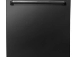 غسالة أطباق ZLINE 24 بوصة ذات تحكم علوي باللون الأسود من الفولاذ المقاوم للصدأ 120 فولت مع حوض من الفولاذ المقاوم للصدأ ومقبض تقليدي