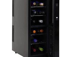 مبرد نبيذ Koolatron Urban Series 12 زجاجة منطقة مزدوجة ، أسود ، ثلاجة نبيذ حرارية ، قبو نبيذ قائم بذاته ، أحمر ، أبيض ، تخزين نبيذ فوار للمطبخ الصغير ، شقة ، شقة ، RV