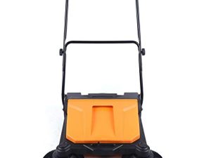 Eapmic Commercial Walk Behind Sweeper 26 "مكنسة أرضية صناعية يدوية قابلة للطي في الهواء الطلق آلة كنس يدوية قابلة للطي مع 4 صندوق قمامة غال للطابق السفلي ، المرآب ، الممر ، الفندق