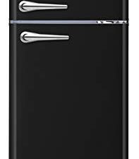 FRIGIDAIRE EFR756-BLACK EFR756 ، ثلاجة ريترو بحجم 2 باب مع فريزر علوي ، مقابض كروم ، 7.5 قدم مكعب ، أسود