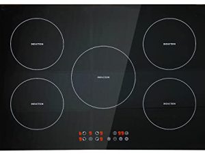موقد Homtone التعريفي 30 بوصة 5 شعلة ، موقد حثي مدمج ، موقد كهربائي 240 فولت ، 9 مراحل تسخين ، قفل أمان للأطفال ، تحكم باللمس ، مؤقت ، مؤشر الحرارة المتبقية (9300 واط)