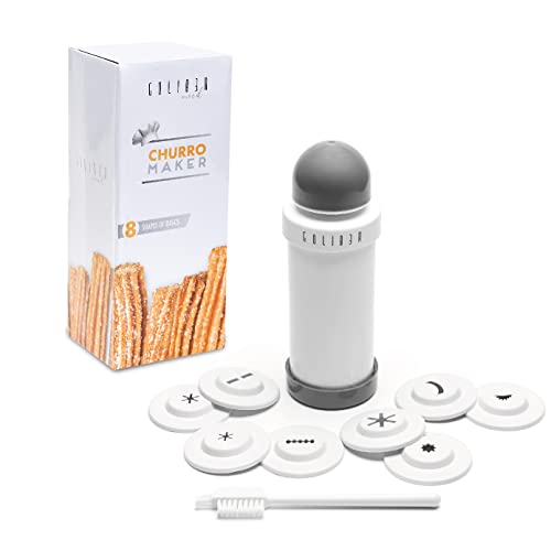 GOLIBER Churro Maker Machine - 8 فوهات مختلفة لآلة صنع الكروس - Churreras Para Churros and Cheese Straw Press - سهل التعامل مع طرف Churro Piping (رمادي) GOLIBER Churro Maker Machine - 8 فوهات مختلفة لآلة صنع الكروس - Churreras Para Churros and Cheese Straw Press - سهل التعامل مع طرف Churro Piping (رمادي)