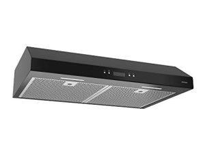 شفاط المطبخ Broan-NuTone BCDJ130BL Glacier Sahale 30 بوصة سهل التركيب 4 اتجاهات قابل للتحويل مع مروحة عادم 3 سرعات وإضاءة ، أسود