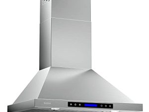 شفاط المطبخ ، شفاط EKON للتثبيت على الحائط 900 CFM ، شفاط مطبخ ، 4 سرعات ، شاشة LCD تعمل باللمس مع جهاز تحكم عن بعد / 3 قطع من المرشحات المربكة / قطعتان من مصابيح LED 3 وات / عملية بدون فتحات أو إعادة تدوير (NAP02-36IN)