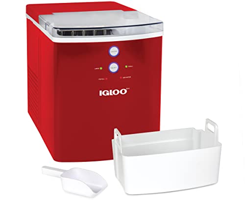 Igloo ICEB33RD آلة صنع أسطح كهربائية محمولة ذات سعة كبيرة ، 33 جنيهًا في 24 ساعة ، 9 مكعبات جاهزة في 7 دقائق ، مع مغرفة ثلج وسلة ، أحمر Igloo ICEB33RD آلة صنع أسطح كهربائية محمولة ذات سعة كبيرة ، 33 جنيهًا في 24 ساعة ، 9 مكعبات جاهزة في 7 دقائق ، مع مغرفة ثلج وسلة ، أحمر