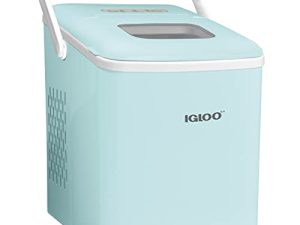 آلة صنع الثلج الكهربائية المحمولة ذات التنظيف الذاتي من Igloo بمقبض ، 26 رطلاً في 24 ساعة ، 9 مكعبات ثلج جاهزة في 7 دقائق ، مع مغرفة ثلج وسلة