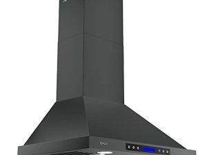 شفاط المطبخ ، EKON NAP02 أسود 900CFM شفاط مدخنة للمطبخ قابل للتحويل بدون مجاري / مجرى هواء ، 4 سرعات للتحكم باللمس / عن بعد ، وظيفة إيقاف التأخير ، فلاتر آمنة لغسالة الصحون (NAP02-30IN)