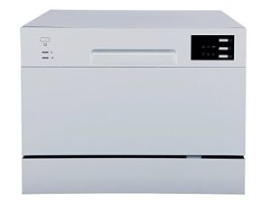 SPT SD-2225DS غسالة أطباق محمولة على سطح الطاولة / تأخير بدء تشغيل Energy Star ، غسالة أطباق محمولة مع رف داخلي من الفولاذ المقاوم للصدأ و 6 أماكن للرف ، سلة فضيات / شقة مكتب منزلي مطبخ ، فضي