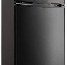 RCA RFR741-BLACK شقة بحجم - فريزر علوي - ثلاجة ببابين - تحكم في درجة الحرارة قابل للتعديل - أسود - 7.5 قدم مكعب