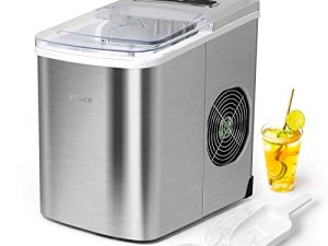 Zyerch Ice Maker Machine Countertop ، 26 رطلاً من الثلج في اليوم ، خيار ثلج كبير أو صغير ، سهل التنظيف ، استمتع بإمداد لا نهاية له من الثلج في الحفلات والمكتب والفناء والمنزل