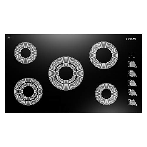 COSMO COS-365ECC موقد كهربائي زجاجي سيراميكي مع 4 شعلات ، عنصر ثنائي المنطقة ، ضوء مؤشر السطح الساخن ومقابض تحكم ، 36 بوصة ، أسود COSMO COS-365ECC موقد كهربائي زجاجي سيراميكي مع 4 شعلات ، عنصر ثنائي المنطقة ، ضوء مؤشر السطح الساخن ومقابض تحكم ، 36 بوصة ، أسود