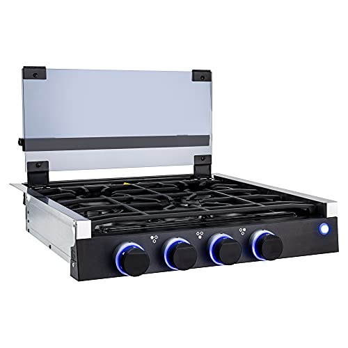 RecPro RV بوتاجاز غاز مدمج | 3 شعلات | RV Cooktop Stove | 6500 و 8000 وحدة حرارية بريطانية | يشمل الغطاء RecPro RV بوتاجاز غاز مدمج | 3 شعلات | RV Cooktop Stove | 6500 و 8000 وحدة حرارية بريطانية | يشمل الغطاء