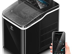 آلة صنع الثلج Snoworld Ice Maker ، مع جهاز تحكم عن بعد ووظيفة التنظيف الذاتي ، 9 مكعبات ثلج جاهزة في 8 دقائق ، مكعبات ثلج 26 رطلاً في 24 ساعة ، صانع ثلج للمطبخ / المنزل / المكتب / الحفلة