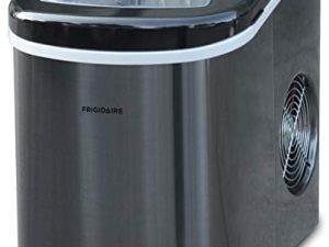 Frigidaire EFIC117-SSBLACK-COM EFIC117-SSBLACK 26 Lbs Portable Compact Maker ، آلة صنع الثلج من الفولاذ المقاوم للصدأ ، متوسط ، أسود من الفولاذ المقاوم للصدأ