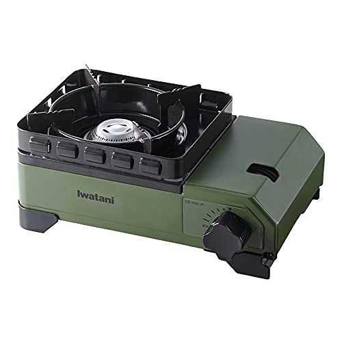 Iwatani Tough Maru Jr. Cassette Stove، Made in Japan، Dutch Oven Safe، Olive Iwatani Tough Maru Jr. Cassette Stove، Made in Japan، Dutch Oven Safe، Olive