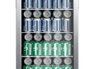 مبرد المشروبات COMFEE 'CRV115TAST ، ثلاجة المشروبات 115 علبة ، ترموستات قابل للتعديل ، باب زجاجي بإطار من الفولاذ المقاوم للصدأ ، باب بمفصلة عكسية وأرجل للمنزل ، شقة