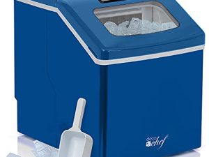 Deco Chef 40LB صانعة ثلج على سطح الطاولة للمنزل والمكتب والحانات والحفلات ، تصنع مكعبات كبيرة جدًا ، 2.4 رطل من الثلج كل 15-20 دقيقة ، تنظيف ذاتي ، مؤشر حالة LCD ، حجم مكعب قابل للتعديل ، أزرق