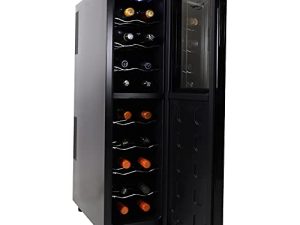 Koolatron Urban Series 18 Bottle Slim Dual Zone Wine Cooler ، ثلاجة نبيذ حرارية ، ثلاجة نبيذ قائمة بذاتها للبار المنزلي ، المطبخ ، الشقة ، الشقة ، الكوخ