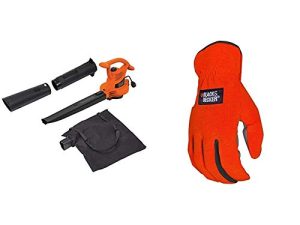 BLACK + DECKER منفاخ ورق كهربائي 3 في 1 ، مكنسة أوراق الشجر ، النفخ ، 12 أمبير مع قفاز سهل التركيب لجميع الأغراض (BV3100 & BD505L)