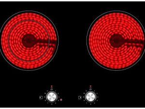K&H 2 Burner Dual 24 Inch مدمج موقد كهربائي علوي مشع سيراميك مقبض تحكم 240 فولت 3400 وات HCC-3402K