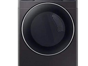 سامسونج DVE45R6300V 7.5 Cu. قدم. نشافة تعبئة أمامية كهربائية ذكية سوداء اللون من الفولاذ المقاوم للصدأ مع خاصية التعقيم بالبخار +