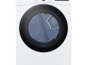 LG DLE3600W 7.4 cu. قدمًا ، سعة كبيرة جدًا ، تقنية wi-fi الذكية ، مجفف كهربائي أبيض ذو تحميل أمامي مزود بذكاء مدمج