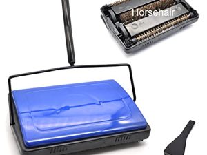 مكنسة السجاد EZ SPARES Quiet ، مكنسة الأرضيات مع فرشاة أسطوانة شعر الخيل قوية ، مناسبة لقوة تنظيف السجاد ، مكنسة الشعر الخشن ، رائعة للمنزل والمكتب والمطبخ والسجاد (أزرق)