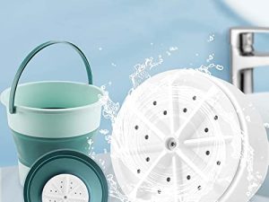 Fl FULON Mini Portable Washing Machine Ultrasonic Folding Laundry Bucket Travel Washing لملابس الأطفال / الجوارب / الملابس الداخلية / حمالة الصدر الأوتوماتيكية حوض غسيل صغير للتخييم / المنزل / السفر / الشقق