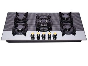 Hotfield 36 Inch Gas Cooktop زجاج مقسى 5 شعلات موقد علوي موقد غاز ثنائي الوقود NG / LPG موقد غاز قابل للتحويل HF5198-01 زجاج مقسى
