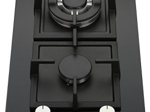 K&H 2 Burner 12 Inch مدمج LPG / Propane Gas Stove Top Glass Surface Cast Iron Cooktop 2-GCW-LPG