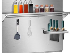 VEVOR Range Backsplash مع رف 30 × 30.7 بوصة واقي جداري لشفاط المطبخ ، لوحة سبلاش من الفولاذ المقاوم للصدأ باكسبلاش فضية لشفاط المطبخ باكسبلاش غير القابل للصدأ مع رف تخزين مدمج ورف معلق