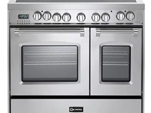Verona Prestige Series VPFSEE365DSS 36 بوصة مجموعة قائمة بذاتها فرن كهربائي مزدوج الحمل الحراري ، موقد 5 شعلات ثنائية المركز من الكروم مقابض ومقبض من الفولاذ المقاوم للصدأ
