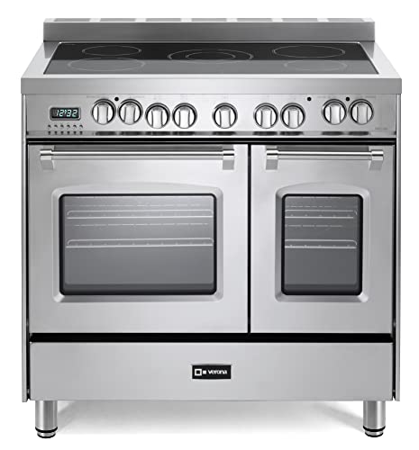Verona Prestige Series VPFSEE365DSS 36 بوصة مجموعة قائمة بذاتها فرن كهربائي مزدوج الحمل الحراري ، موقد 5 شعلات ثنائية المركز من الكروم مقابض ومقبض من الفولاذ المقاوم للصدأ Verona Prestige Series VPFSEE365DSS 36 بوصة مجموعة قائمة بذاتها فرن كهربائي مزدوج الحمل الحراري ، موقد 5 شعلات ثنائية المركز من الكروم مقابض ومقبض من الفولاذ المقاوم للصدأ