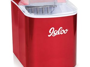 آلة صنع الثلج الكهربائية المحمولة الأوتوماتيكية Igloo ICEB26RR ، 26 رطلاً في 24 ساعة ، 9 مكعبات ثلج جاهزة في 7 دقائق ، مع مغرفة الثلج وسلة ، مثالية لزجاجات المياه والمشروبات المختلطة