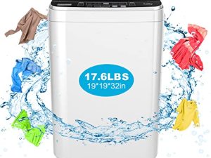 غسالة محمولة Nictemaw سعة 17.6 رطلاً ، غسالة محمولة مزودة بمضخة تصريف ، 1.9 قدم مكعب ، غسالة صغيرة أوتوماتيكية بالكامل مع 10 برامج 8 مستويات مياه / شاشة LED / محول صنبور للمنزل / الشقة / RV