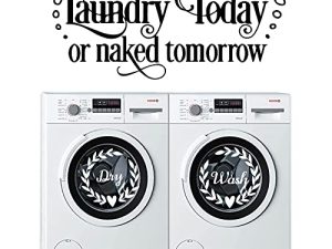 ملصق حائط لغرفة الغسيل ، FODIENS Laundry Today Naked Tomorrow Wash Dry Bubble Quote Wall Decals ، DIY Art Trendy Washer Dry Signs Decor for Home Bathroom Washing Machine