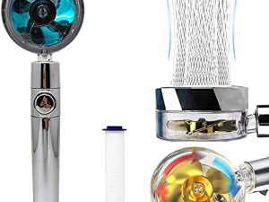 رأس دش Tiktok ، فلتر رأس دش Hydro Jet Vortex Turbo Spa محمول باليد 360 درجة منظف مروحة مروحية كهربائية لمياه Hydrojet عالية الضغط (أزرق بارد)