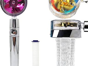 رأس دش Tiktok ، فلتر رأس دش Hydro Jet Vortex Turbo Spa محمول باليد 360 درجة منظف مروحة مروحية كهربائية للمياه عالية الضغط Hydrojet (ماجيك بيربل)